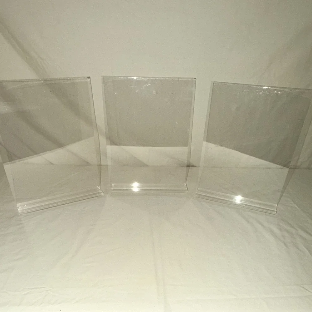 8.5x11 Plastic Sign Holder Clear Display Slant Back Side Insert Slide In